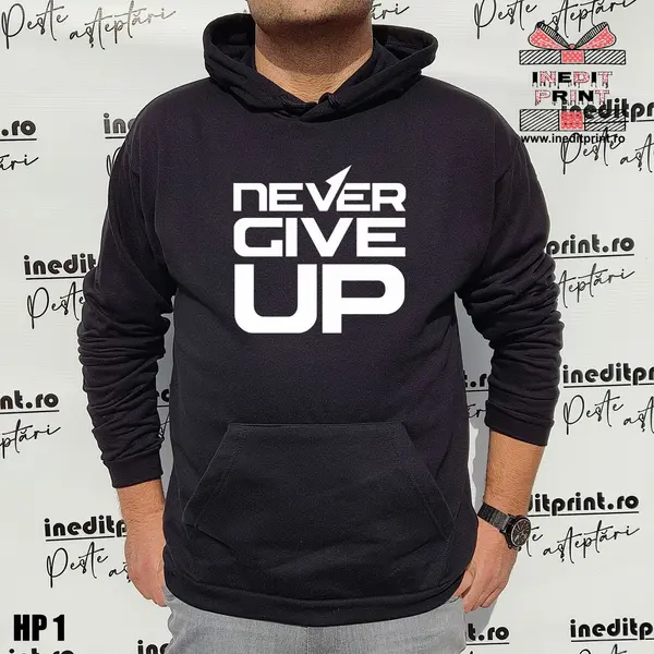 Hanorac Never give up HP1 L, Negru