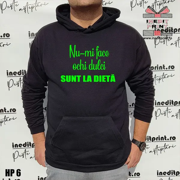 Hanorac Nu-mi face ochi dulci sunt la dieta HP6 2XL, Gri