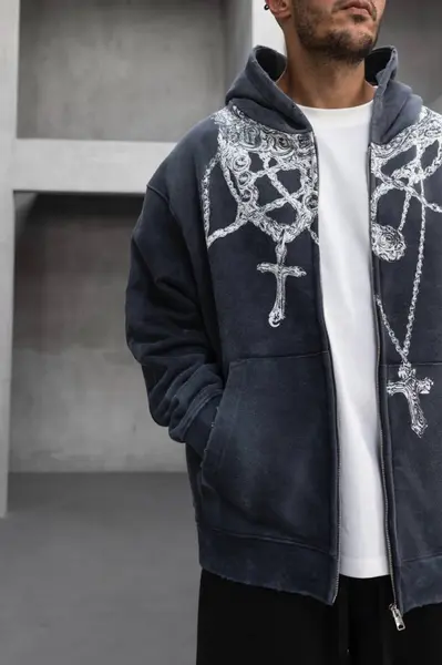 HANORAC OVERSIZE CRUCIFIX ANTRACIT HNBLACK1(1948) (MĂRIME: L)