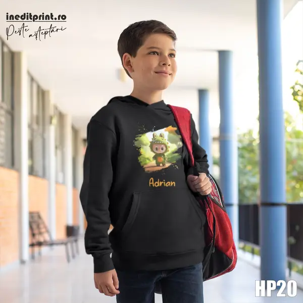 Hanorac Personalizat Copii Labubu HP20 9-11 ANI, Negru