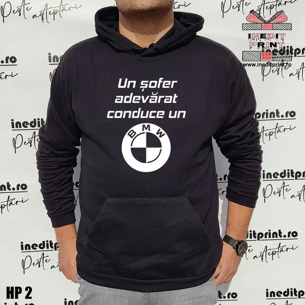 Hanorac Un sofer adevarat conduce un BMW HP2 3XL, Negru