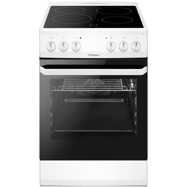 hansa Aragaz Hansa FCCW56069, Vitroceramic, Electric, 4 zone de gatit, 62l, Heat Control, EasyClean, Supergrill, SteamCleaning, Clasa A, Alb