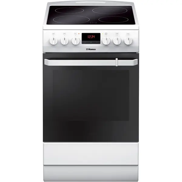 hansa Aragaz Hansa FCCW59209, Plita vitroceramica, 4 zone gatit, Electric, Curatare abur, Grill, Clasa A, 50 cm, Alb
