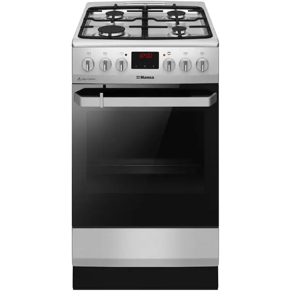 hansa Aragaz mixt Hansa FCMX5825092, 4 arzatoare, Cuptor electric, 65 l, Dispozitiv de siguranta, Argintiu, Clasa A