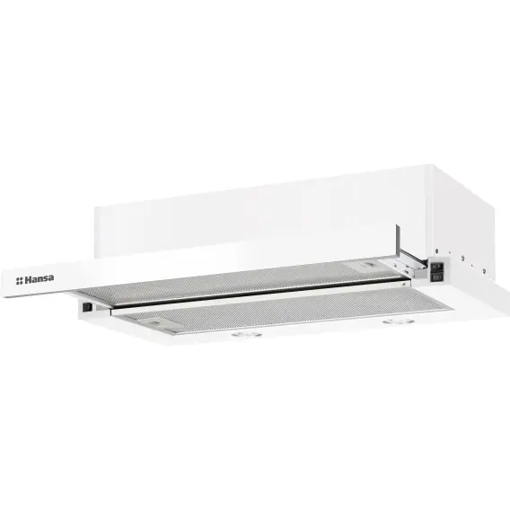 hansa Hota telescopica Hansa, 60 cm, 350 m3/h, 1 motor, 2 filtre aluminiu, 3 trepte, iluminare LED, alb