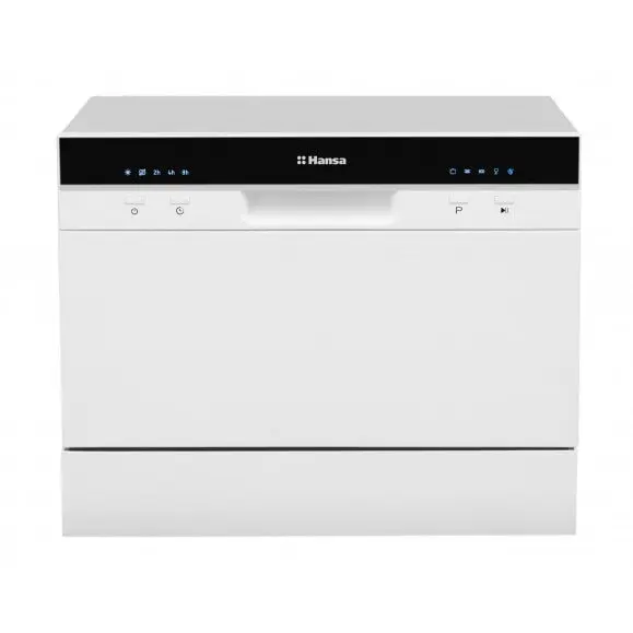 hansa Masina de spalat vase compacta Hansa ZWM556WH, Capacitate 6 seturi, Numar programe 5, Clasa energetica F, Cos tacamuri, Motor Universal, 49db, Alb