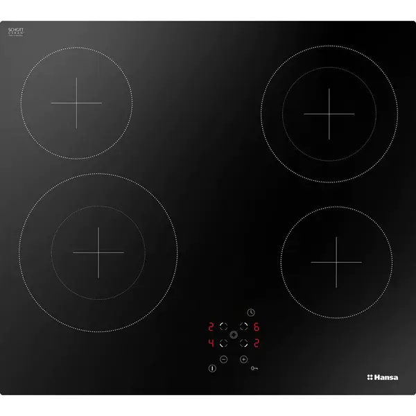hansa Plita incorporabila Hansa BHC96508, Vitroceramica, 4 zone de gatit, Touch Control, Timer, 60 cm, Negru