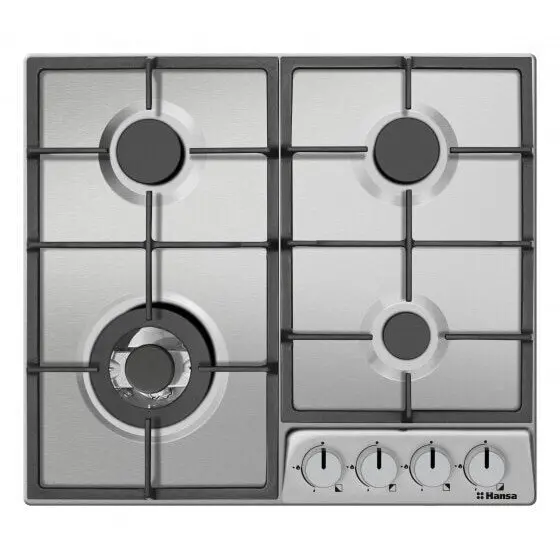 hansa Plita incorporabila pe gaz Hansa, 60 cm, comenzi frontale, WOK, 4 arzatoare, gratare fonta, aprindere in buton, inox