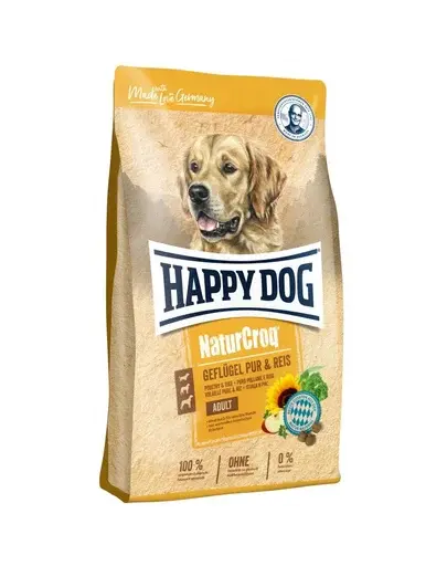 HAPPY DOG NaturCroq Hrana uscata caini, cu orez si pasare 11kg