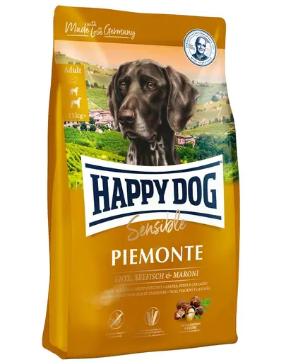HAPPY DOG Supreme Piemonte hrana uscata caini adulti, cu rata, castane si peste 10 kg