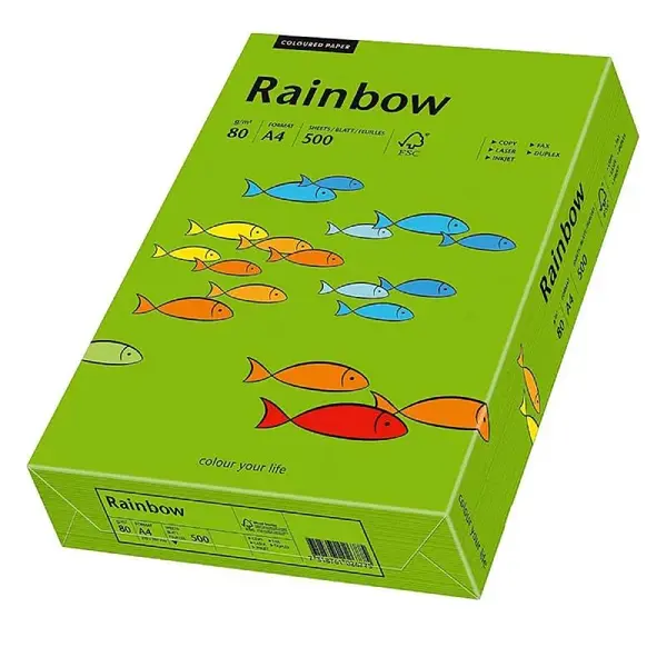 Hartie color A4 Rainbow 80 g/mp 500 coli/top verde intens pret per top Hartie color A4 Rainbow 80 g/mp 500 coli/top verde intens pret per top