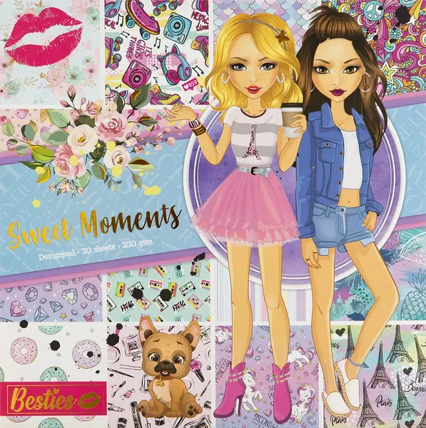 Hârtie colorată Moxy Besties - Sweet Moments, 20 coli