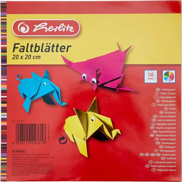 Hârtie colorată transparentă Herlitz - 100 de coli, 20 x 20 cm