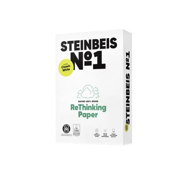 Hartie copiator reciclata A4 80 g/mp 5x 500 coli Steinbeis Classic White Hartie copiator reciclata Steinbeis A4 80 g/mp 5 topuri/cutie pret per cutie