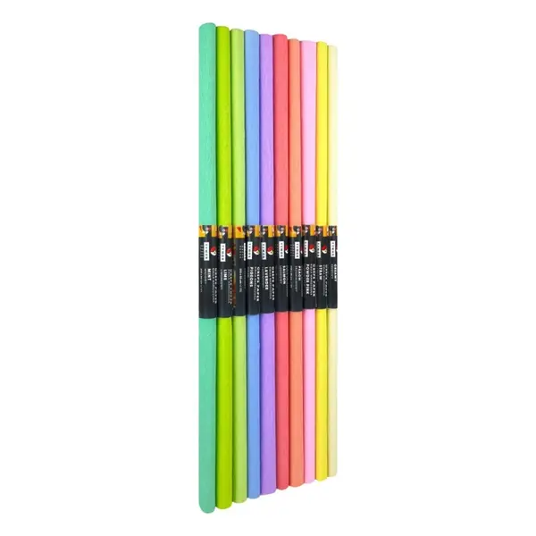 Hartie creponata diverse culori pastelate, 50x200 cm,10 role set