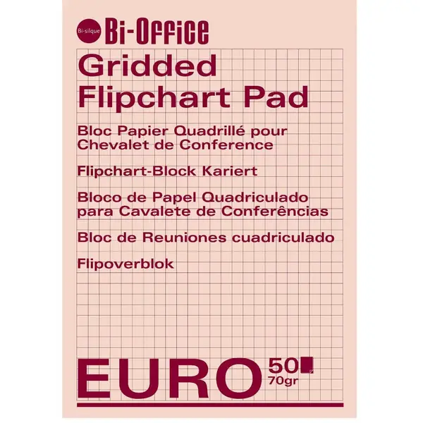 Hartie flipchart 100x65 matematica 70 g/mp 50 coli/top Bi-Silque Hartie flipchart 100 x 70 cm caroiata 70 g/mp 50 coli/set