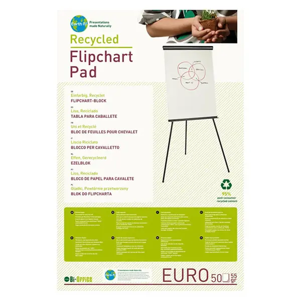 Hartie flipchart reciclata 100x65 velina 55 g/mp 50 coli/top Bi-Silque Hartie flipchart reciclata 100x65 velina 55 g/mp 50 coli/top Bi-Silque