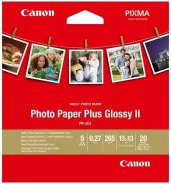 Hârtie fotografică Canon - Plus Glossy II PP-201, 20 foi, 13x13 cm