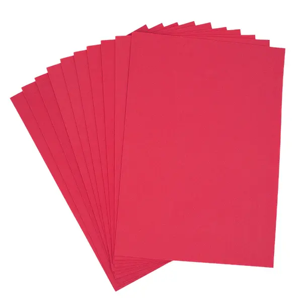 Hartie gumata A4 pentru activitati crafts, rosu, grosime 1.3 mm, set 10 coli