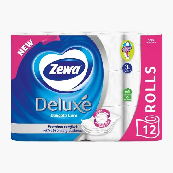 Hartie igienica cu 3 straturi 12 role Zewa Delicate Care Hartie igienica cu 3 straturi 12 role Zewa Delicate Care