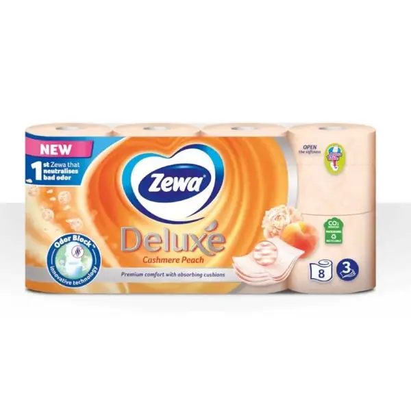 Hartie igienica cu 3 straturi 8 role Zewa Deluxe Cashmere Peach Hartie igienica cu 3 straturi 8 role Zewa Deluxe Cashmere Peach