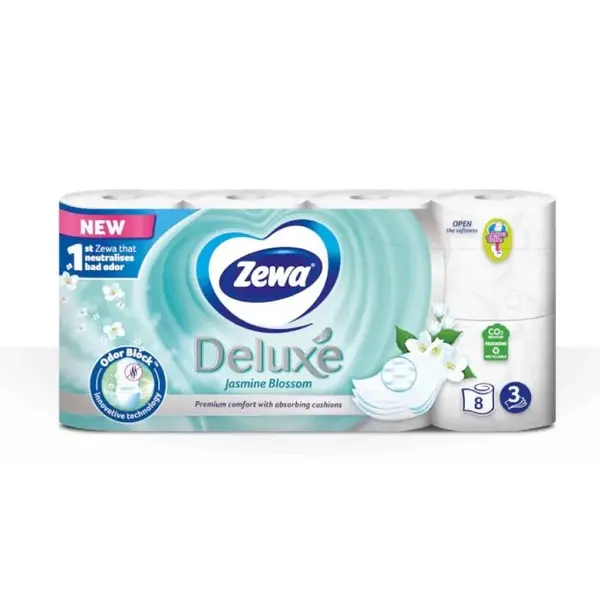 Hartie igienica cu 3 straturi 8 role Zewa Deluxe Jasmine Blossom Hartie igienica cu 3 straturi 8 role Zewa Deluxe Jasmine Blossom