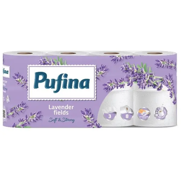 Hartie Igienica Lux, 3 Straturi, Lavanda, Pufina, 8 Role
