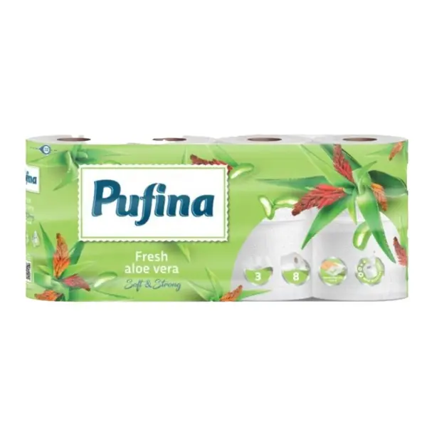 Hartie Igienica Lux Fresh, 3 Straturi, Aloe Vera, Pufina, 8 Role
