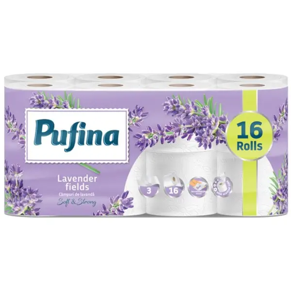 Hartie Igienica Pufina Lux, Lavanda, 3 Straturi, 16 Role