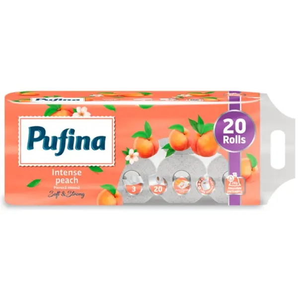 Hartie Igienica Pufina Lux, Piersica, 3 Straturi, 20 Role