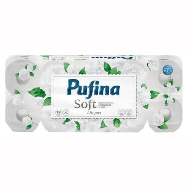 Hartie Igienica Pufina Soft, Alb Pur, 2 Straturi, 10 Role