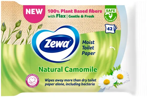 Hartie igienica umeda Zewa - Natural Camomile, 42 buc