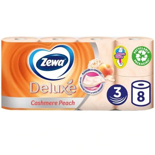 Hartie Igienica Zewa Deluxe Cashmere Peach, Piersica, 3 Straturi, 8 Role