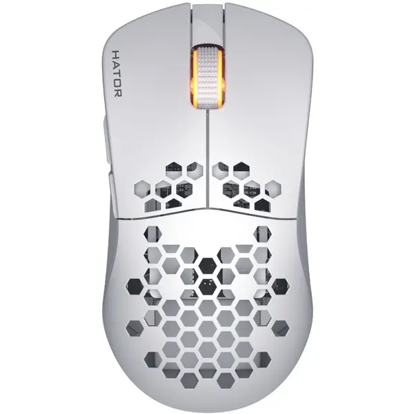 HATOR Mouse gaming wireless Hator Stellar Pro, 26K DPI, polling rate pana la 1000H, capacitate baterie 300mAh, durata deviata baterie in modul wireless pana la 18H (iluminare pornita), pana la 42 de ore (iluminare oprita), Alb