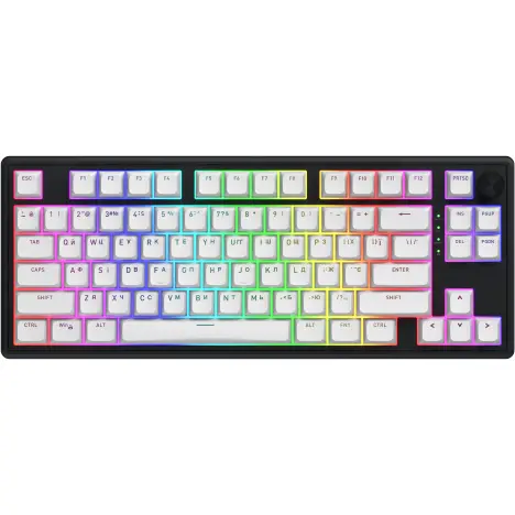 HATOR Tastatura Hator Skyfall 80, iluminare RGB, Switch Linear Aurum Lemon, Wired, Wireless, USB, Negru/Alb