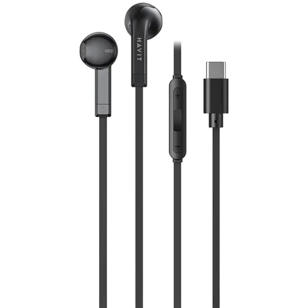 HAVIT Casti cu fir Havit E336C, USB-C, 1,2m, pentru muzica si apeluri, Negru