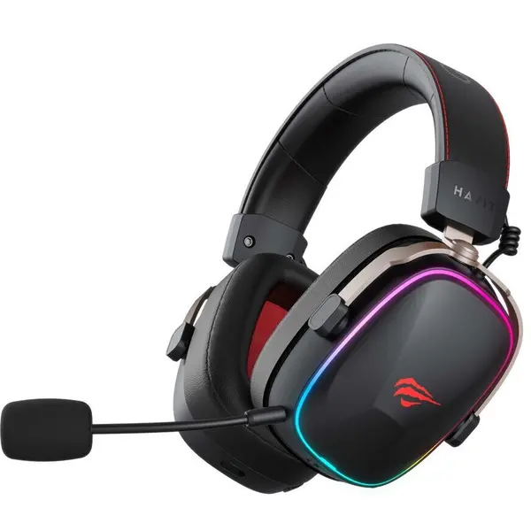 HAVIT Casti gaming Havit H2039BG, Wireless 2.4 GHz , Negru cu accente rosii