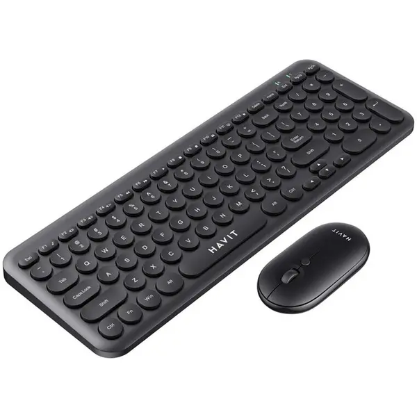 HAVIT Kit tastatura si mouse office HAVIT KB254GCM, Wireless 2.4 GHz, US layout, Negru