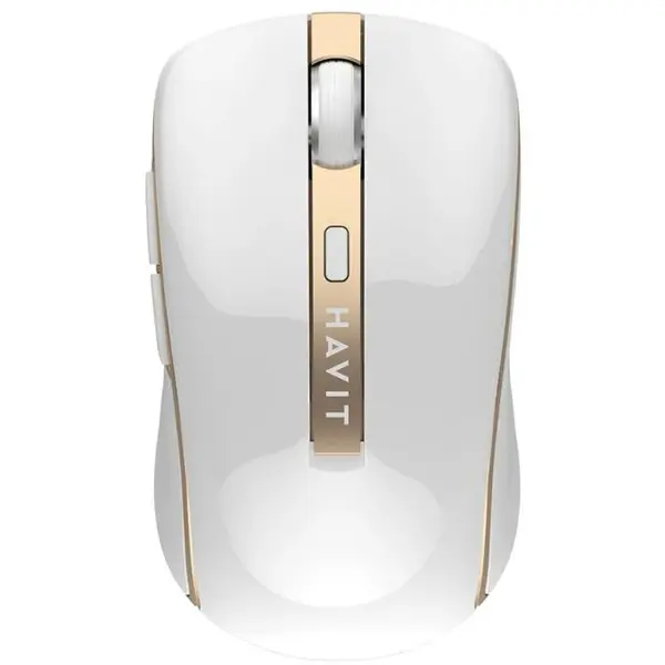 HAVIT Mouse HAVIT MS951GT, Wireless 2.4Ghz, USB, 1000-1600dpi, Alb-Auriu