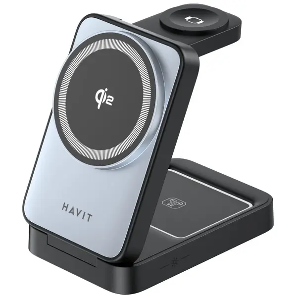 HAVIT Statie de incarcare 3 in 1 wireless HAVIT W3103, 15 W, Negru – Gri, 96 x 65 x 30 mm