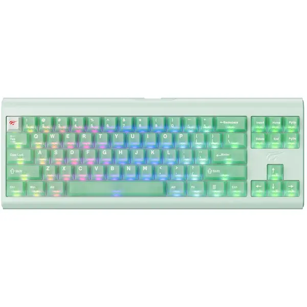HAVIT Tastatura mecanica gaming HAVIT KB896L x VKS, USB-C, 350mA, Cablu 1.2m, 5V, Iluminare RGB, 360 x 132 x 40 mm , Verde