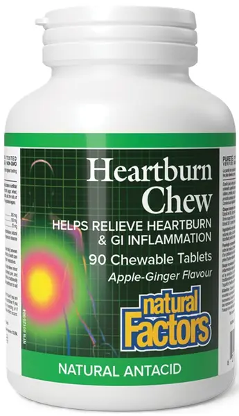 Heartburn Antiacid pe bază de plante, 90 comprimate masticabile, Natural Factors