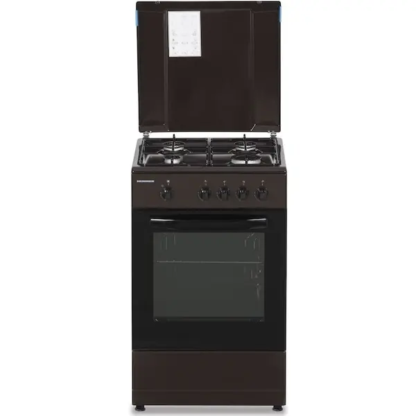 HEINNER Aragaz Heinner HFSC-SME50BRW, Gaz, 4 arzatoare, Dispozitiv siguranta plita si cuptor, 50 cm, Maro