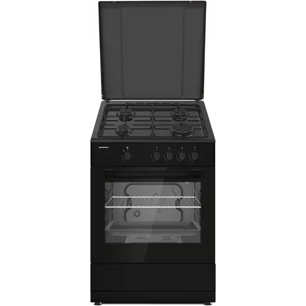 HEINNER Aragaz Heinner HFSC-SME66IBK, gaz, 4 arzatoare, Suport email, Capac metalic, Aprindere electrica, Dispozitiv de siguranta plita si cuptor, Usa cuptor cu geam dublu, Duze GPL incluse, Tava si gratar cromat, Negru