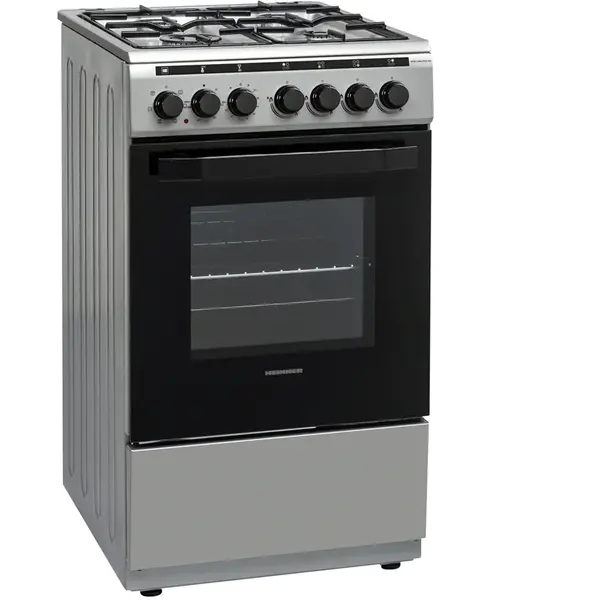 HEINNER Aragaz mixt Heinner HFSC-V60LITGC-SS, 4 arzatoare gaz, Dispozitiv de siguranta plita, Aprindere electrica, Cuptor electric, Timer, Grill, Clasa A, 50 cm, Inox