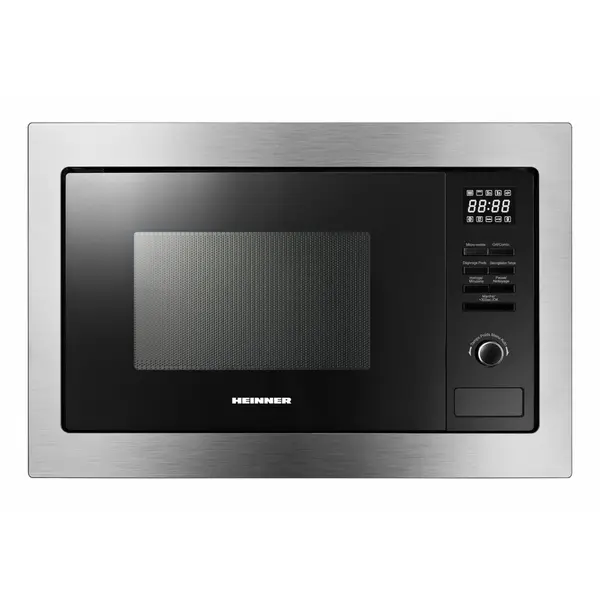 HEINNER Cuptor cu microunde incorporabil HEINNER HMW-MDBI25GDIX, 900 W, 25 l, Grill 1000 W, 5 trepte putere, 10 programe, Platou rotativ 31.4 cm, Inox/Negru
