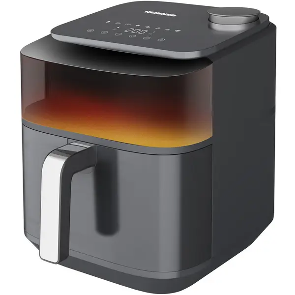 HEINNER Friteuza cu aer cald Heinner CrispSteam Elite HAF-H7DLST1800, 1800W, incalzire sus-jos, capacitate: 6.7L, display digital, control touch, 8 programe, functie pulverizare apa, fereastra supraveghere,gri Antracit
