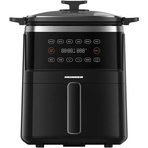 HEINNER Friteuza cu aer cald Heinner Fry&Grill HAFG-B5BK2600, 2600W, capacitate 5L, 6 programe presetate, panou de comanda electronic, timp maxim de preparare: 60 min, Negru