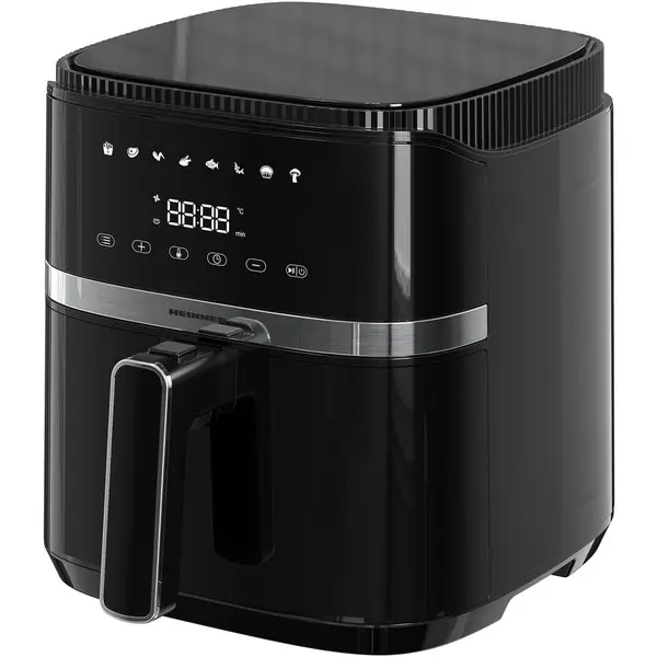 HEINNER Friteuza cu aer cald Heinner Varietyfry Airfryer HAF-B5BK1500, 1500w, capacitate: 5l, display digital cu control touch, timer 60 min, temperatura 80-200 grade, 8 programe presetate, suport teflonat detasabil, oprire automata, Negru