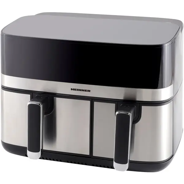 HEINNER Friteuza dubla cu aer cald Heinner ProDual Fusion HAF-H9DB17BKS, 1700W, capacitate totala: 8.6L, display digital, control touch, control individual, 8 programe, functii SYNC&MATCH,Argintie